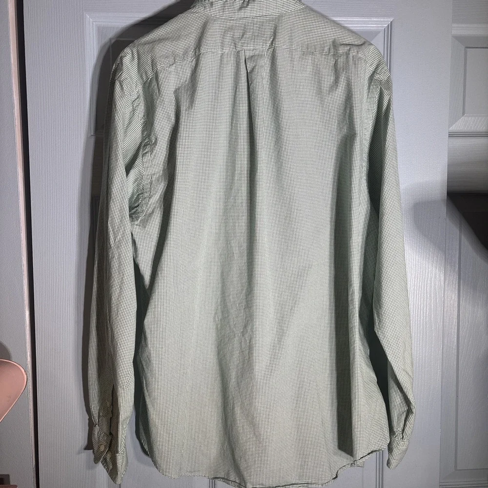 Ralph Lauren Custom Fit Button Up Shirt 18  36/37‎ Green White Blue Cotton XL